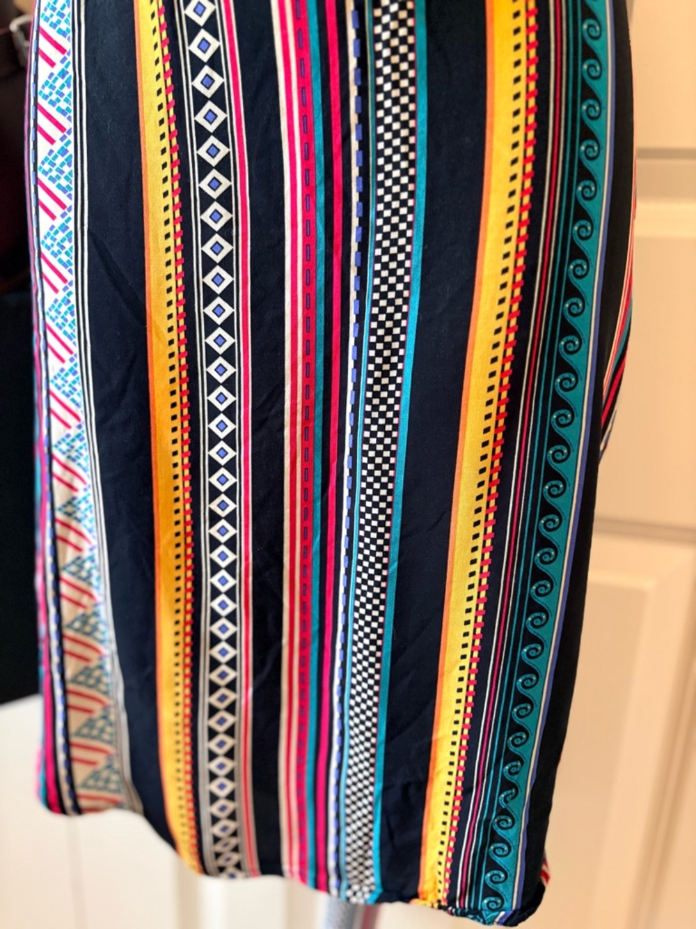 Women’s Black Multicolor Stripe Patterned Skirt, size XL - Picture 2 of 6